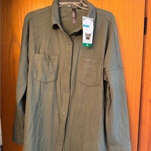 Mondetta Green Button Down Fleece Shirt Jacket